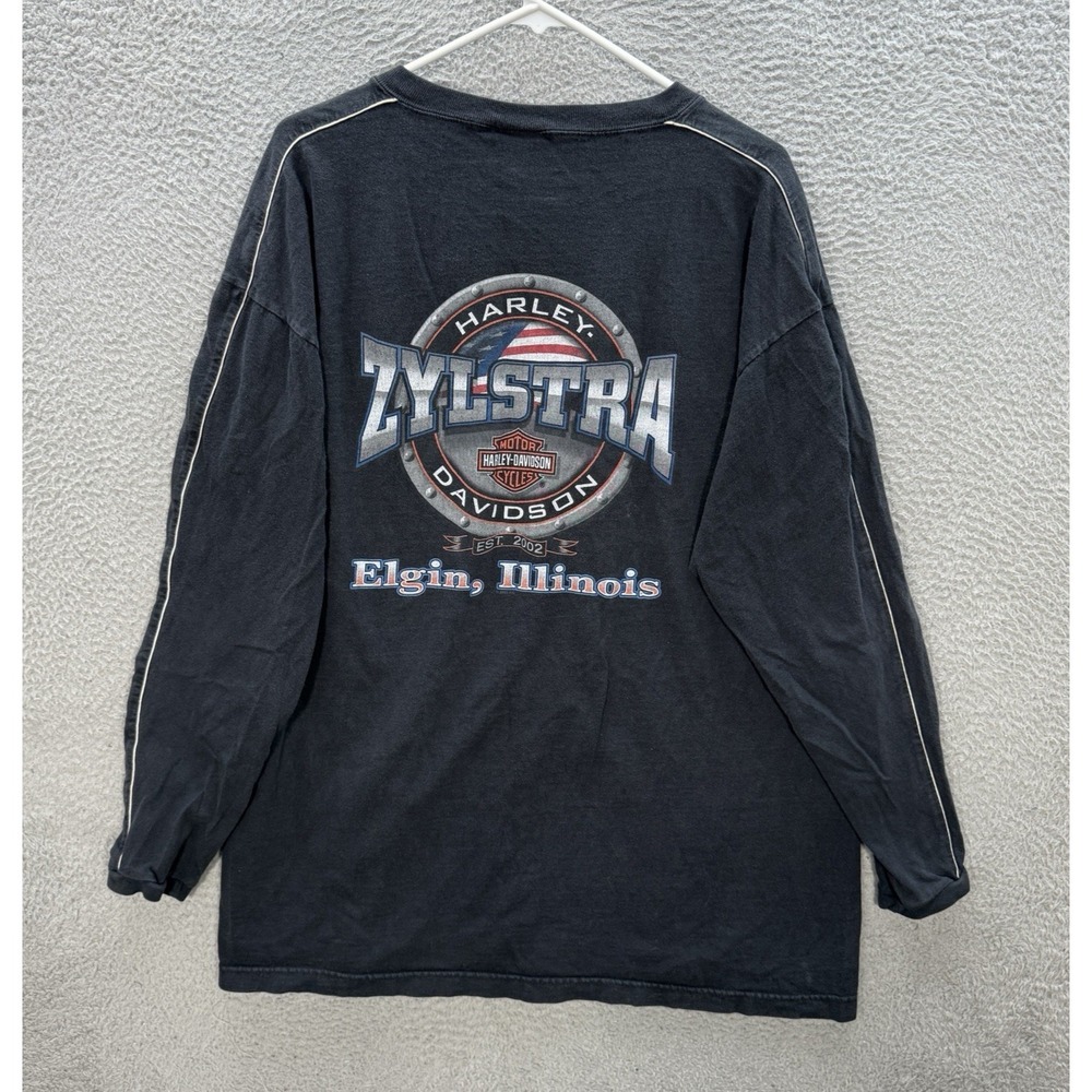 Harley Davidson Shirt Adult XL Black Motorcycle Biker Grunge Skater Faded Y2K